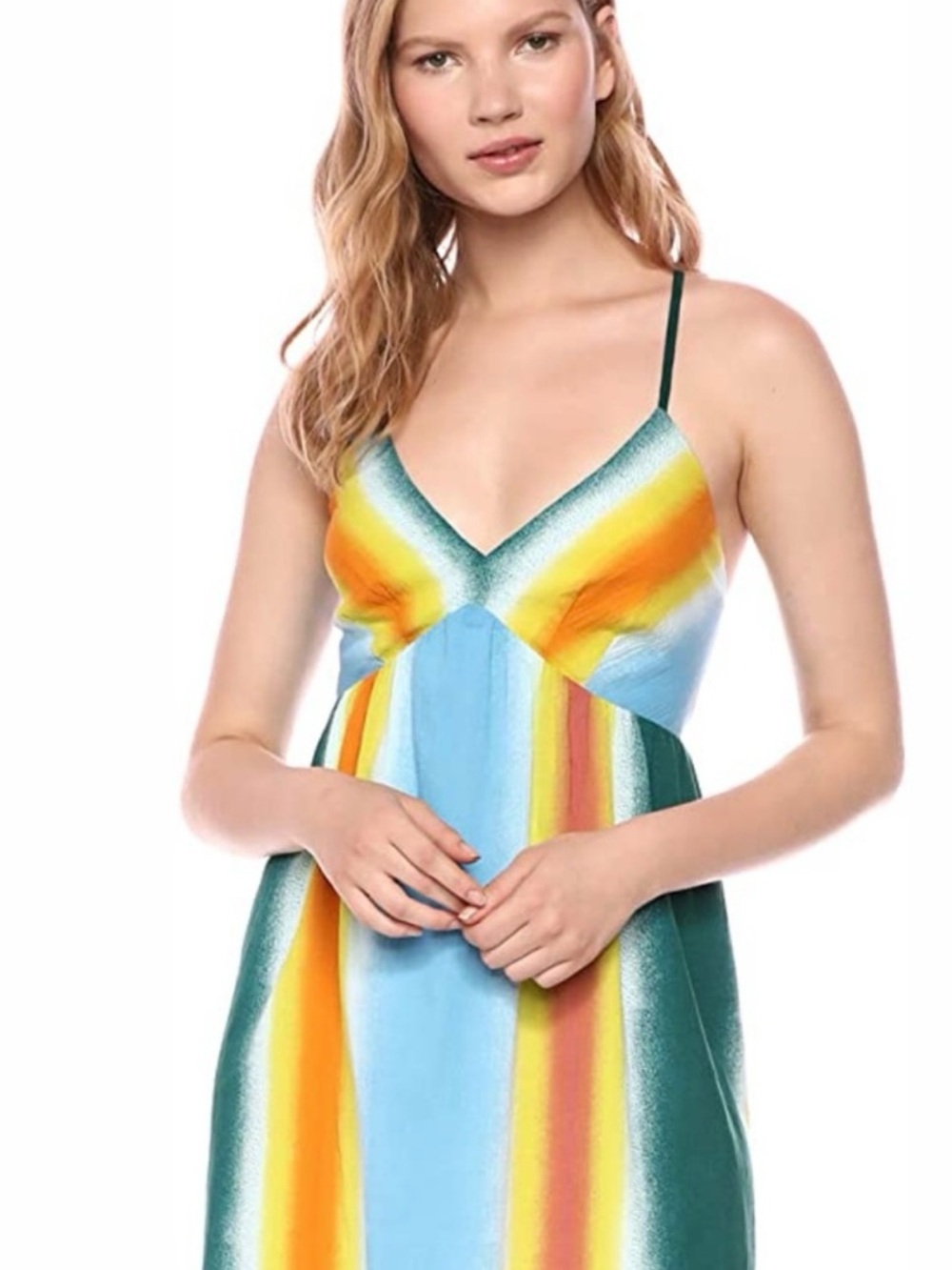 BCBGeneration multicolor faded stripes a line strappy dress